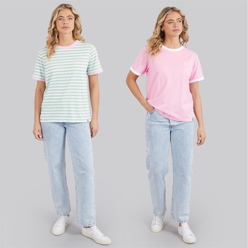 Lagooners Womens Thornwick Two Pack T-Shirts Pink/Mint - Image 3
