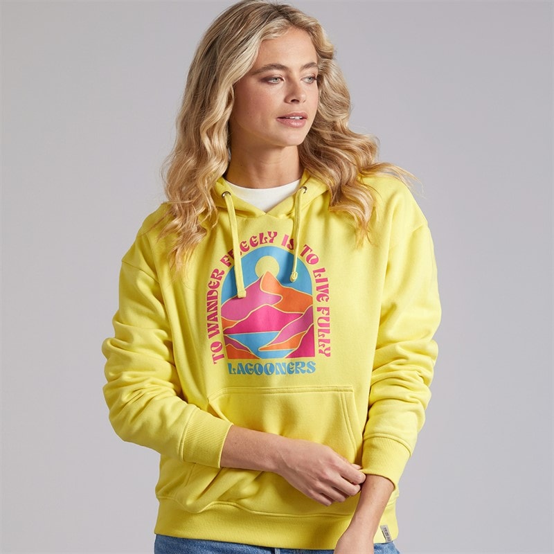 Lagooners Womens Nightingale Nest Graphic Hoodie Yellow