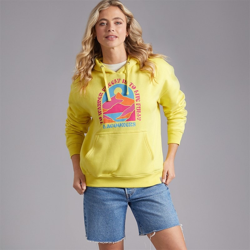 Lagooners Womens Nightingale Nest Graphic Hoodie Yellow - Image 5