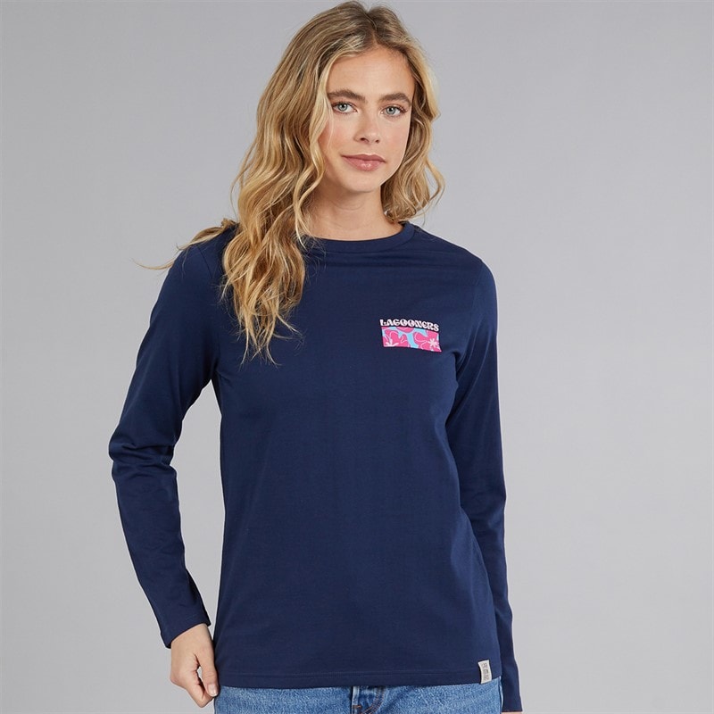 Lagooners Womens Brixcombe Long Sleeve T-Shirt Navy - Image 2