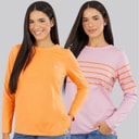 Lagooners Womens Mulberry Two Pack T-Shirts Pink/Orange