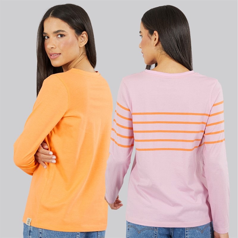 Lagooners Womens Mulberry Two Pack T-Shirts Pink/Orange - Image 2