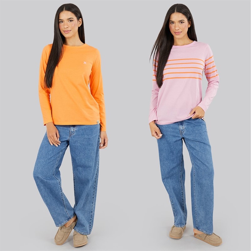 Lagooners Womens Mulberry Two Pack T-Shirts Pink/Orange - Image 3