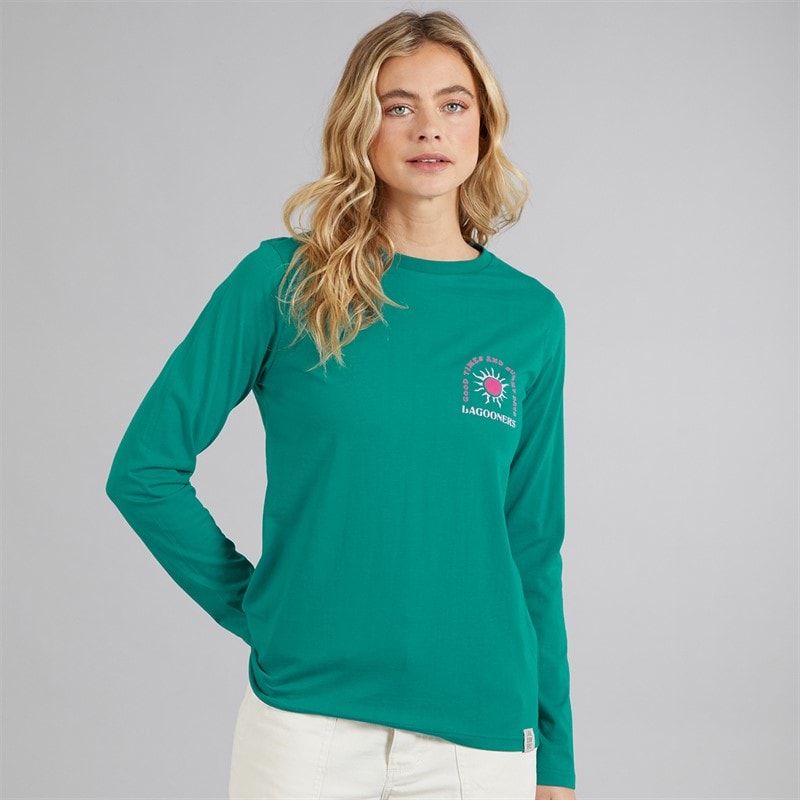 Lagooners Womens Airdrie Long Sleeve T-Shirt Teal - Image 2