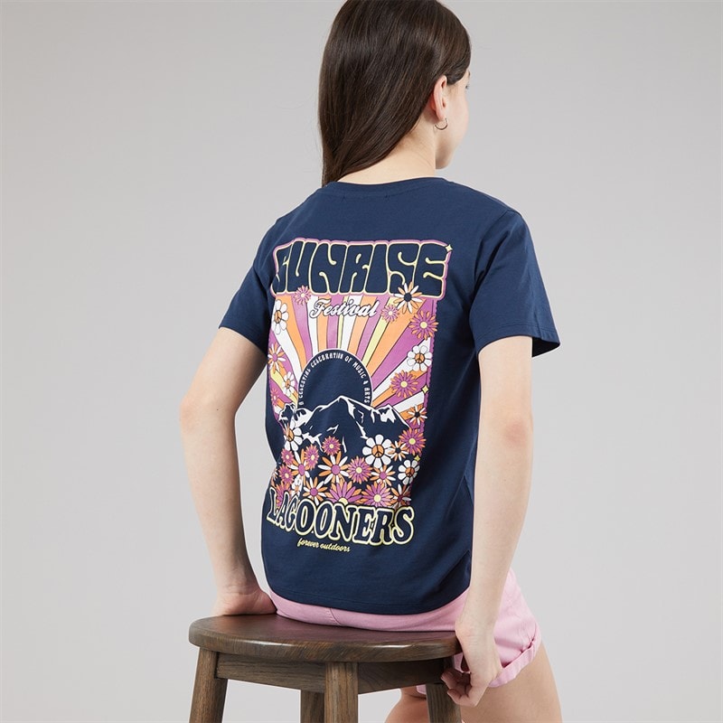Lagooners Girls Flower T-Shirt Navy