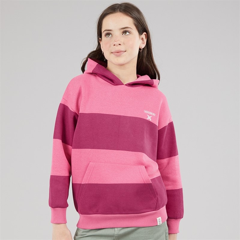 Lagooners Girls Elmbrook Stripe Hoodie Bright Pink