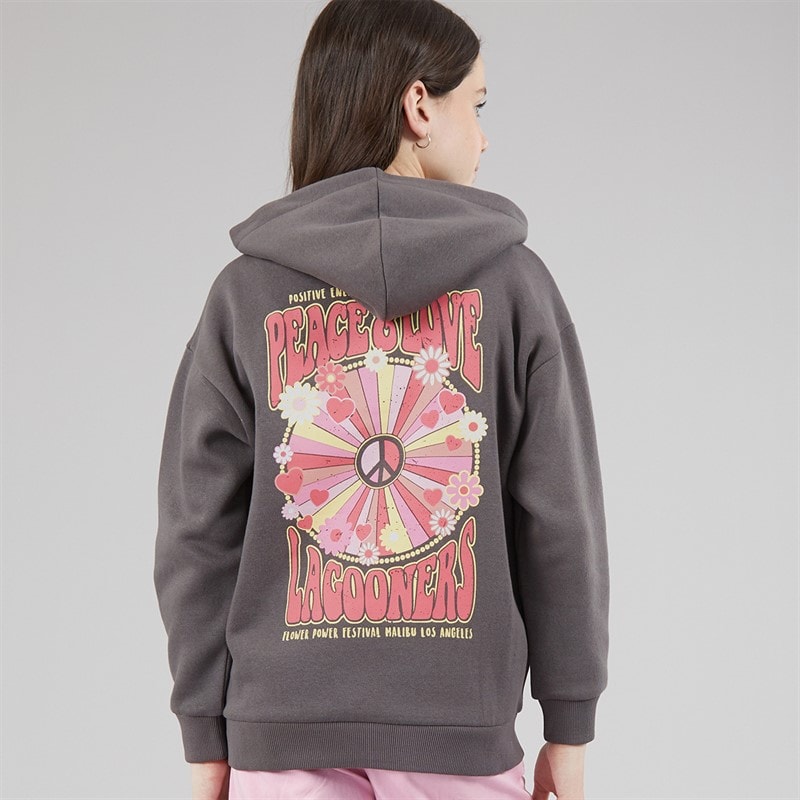 Lagooners Girls Barley Hoodie Charcoal - Image 3