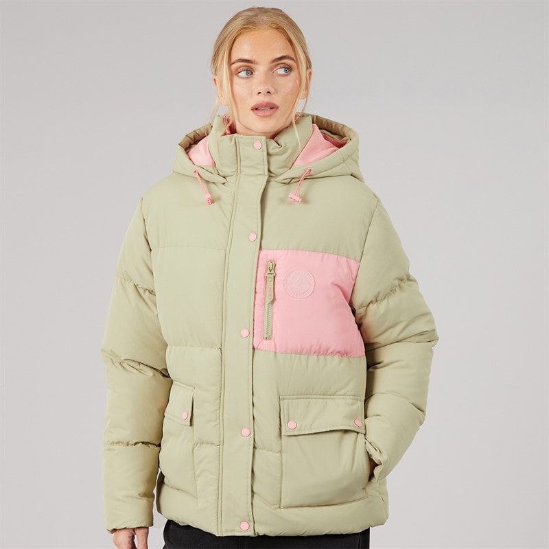 Lagooners Womens Aven Short Puffer Jacket Khaki - Image 3