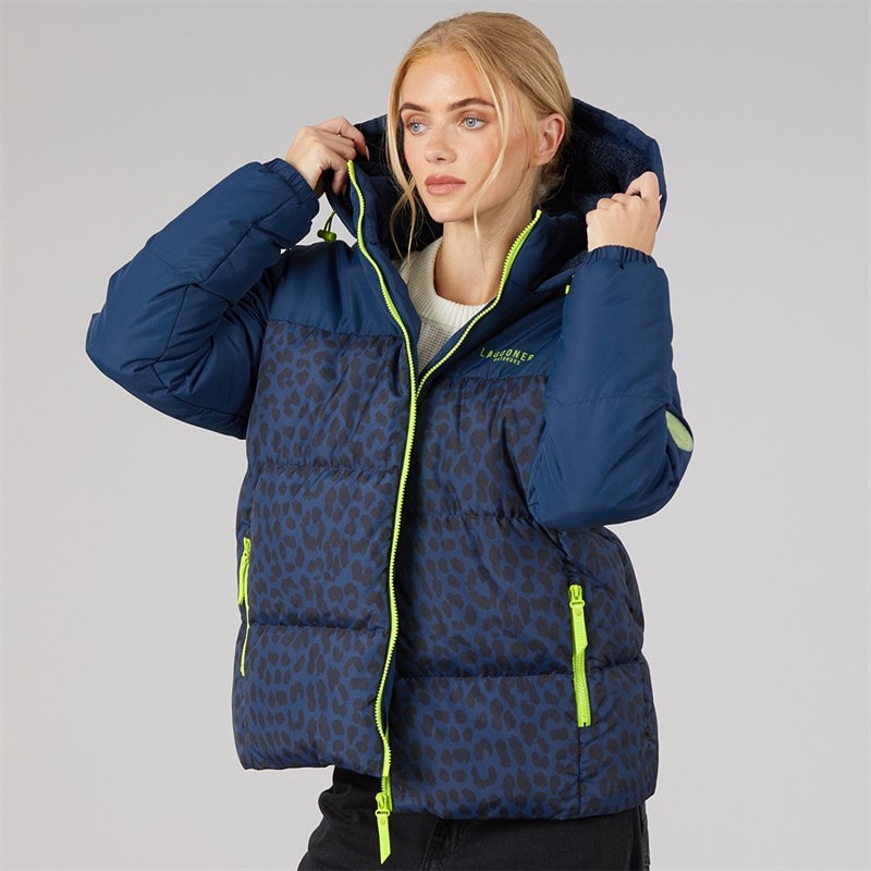 Lagooners Womens Aussie Short Puffer Jacket Leopard - Image 1