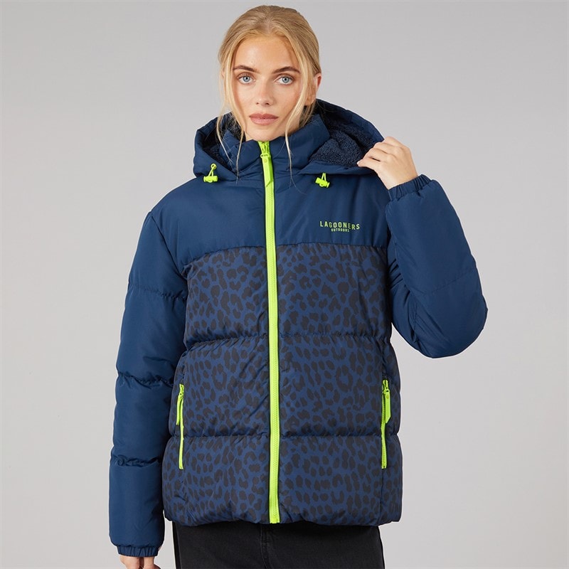 Lagooners Womens Aussie Short Puffer Jacket Leopard - Image 3