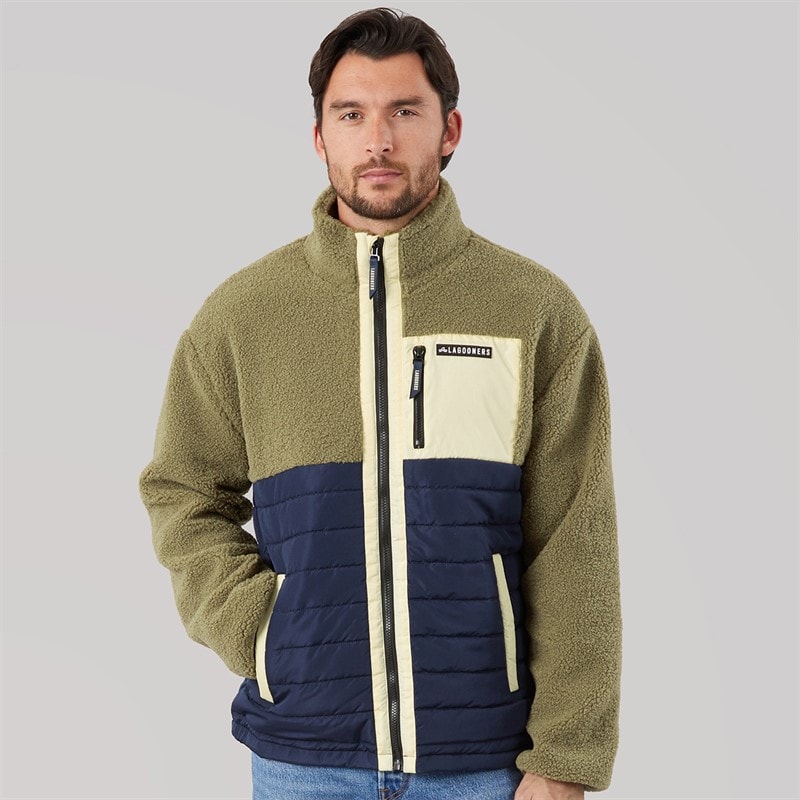 Lagooners Mens Hybrid Jacket Khaki/Mustard - Image 3