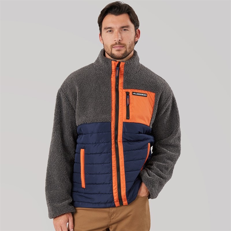 Lagooners Mens Hybrid Jacket Steel Grey/Burnt Orange - Image 3