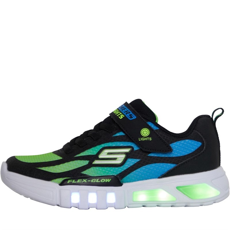 SKECHERS SPORT SKECHERS Junior S Lights Flex Glow - Dezlo Trainers Blue/Black/Lime - Image 1