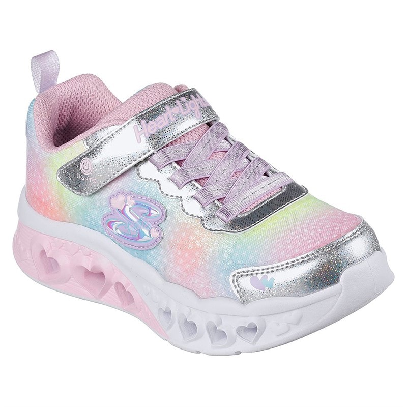 SKECHERS SPORT SKECHERS Girls Flutter Heart Lights Simply Love Sneakers Silver - Image 3
