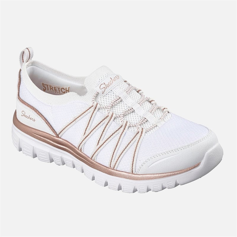 SKECHERS Womens Graceful Sneakers White - Image 3
