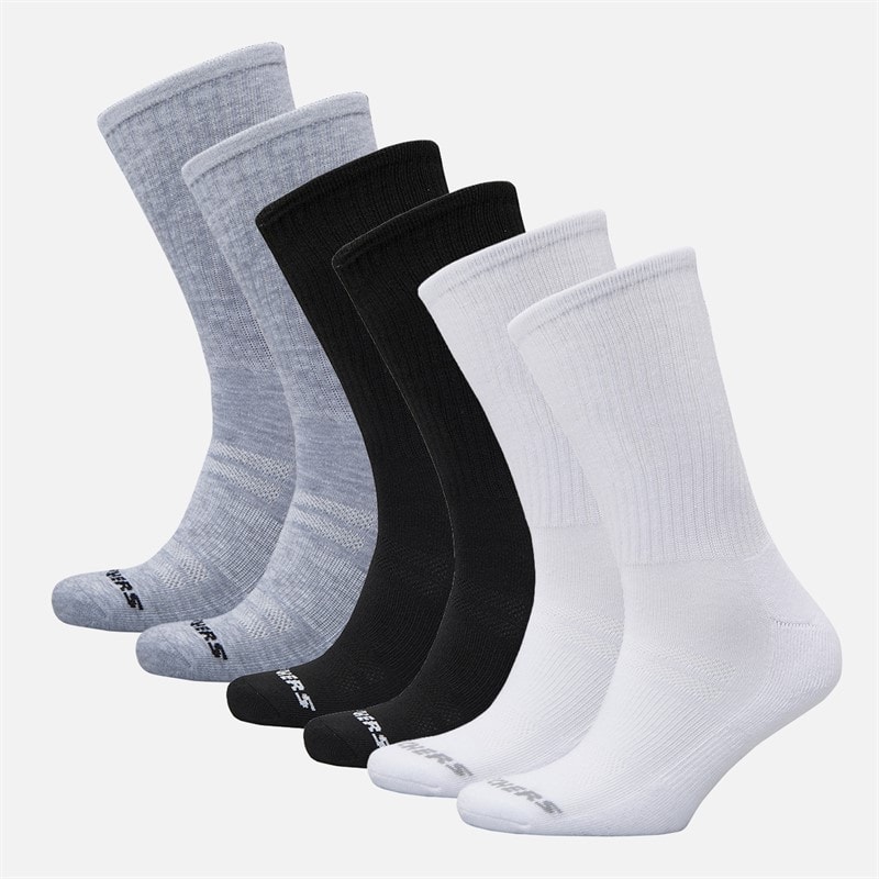 SKECHERS Six Pack Crew Socks White/Black/Grey - Image 1