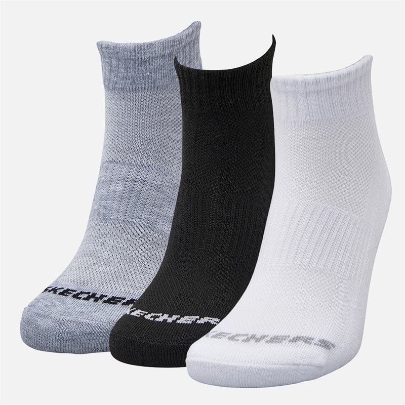 SKECHERS SPORT SKECHERS Six Pack Quarter Socks White/Black/Grey - Image 2