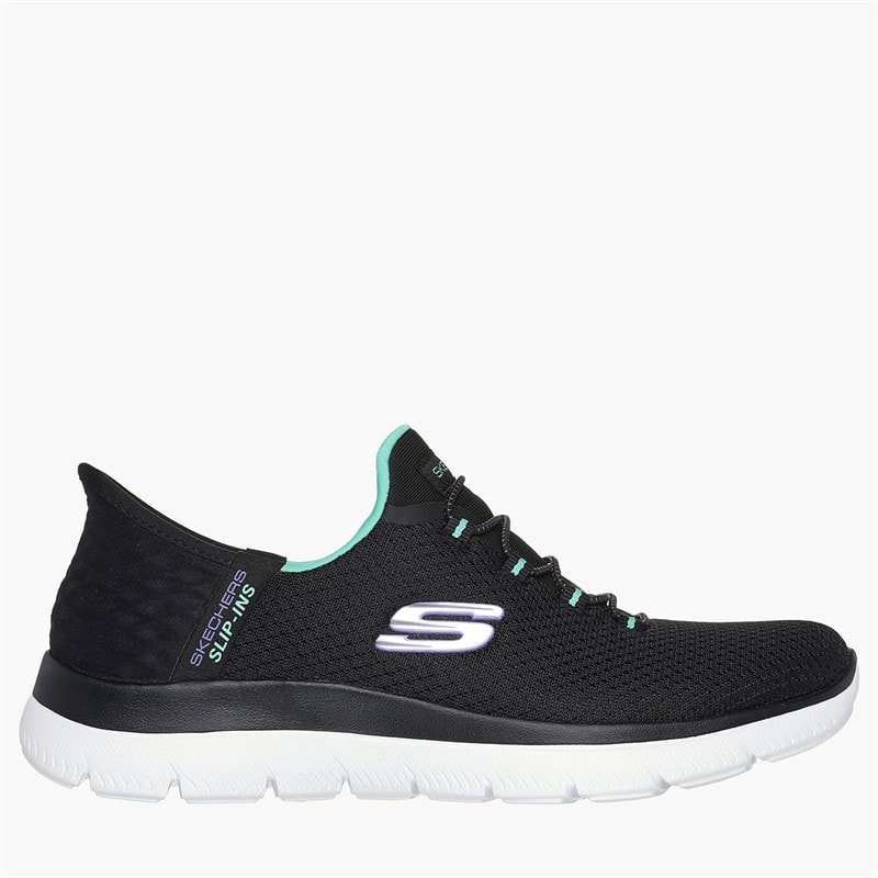 SKECHERS Womens Slip In Summits Sneakers Black