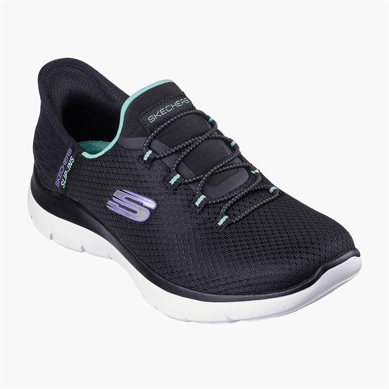 SKECHERS Womens Slip In Summits Sneakers Black - Image 3