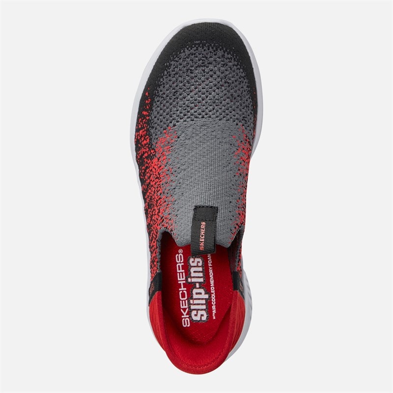 SKECHERS SPORT SKECHERS Boys Slip Ins Ultra Flex 3.0 Brisk Spec Trainers Charcoal/Red - Image 4