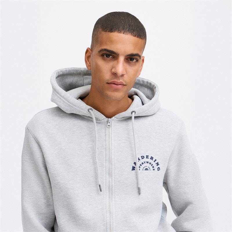 Blend Mens Zip Hoodie Stone Mix - Image 3