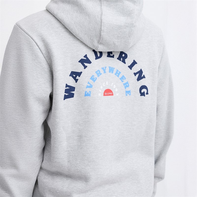 Blend Mens Zip Hoodie Stone Mix - Image 5