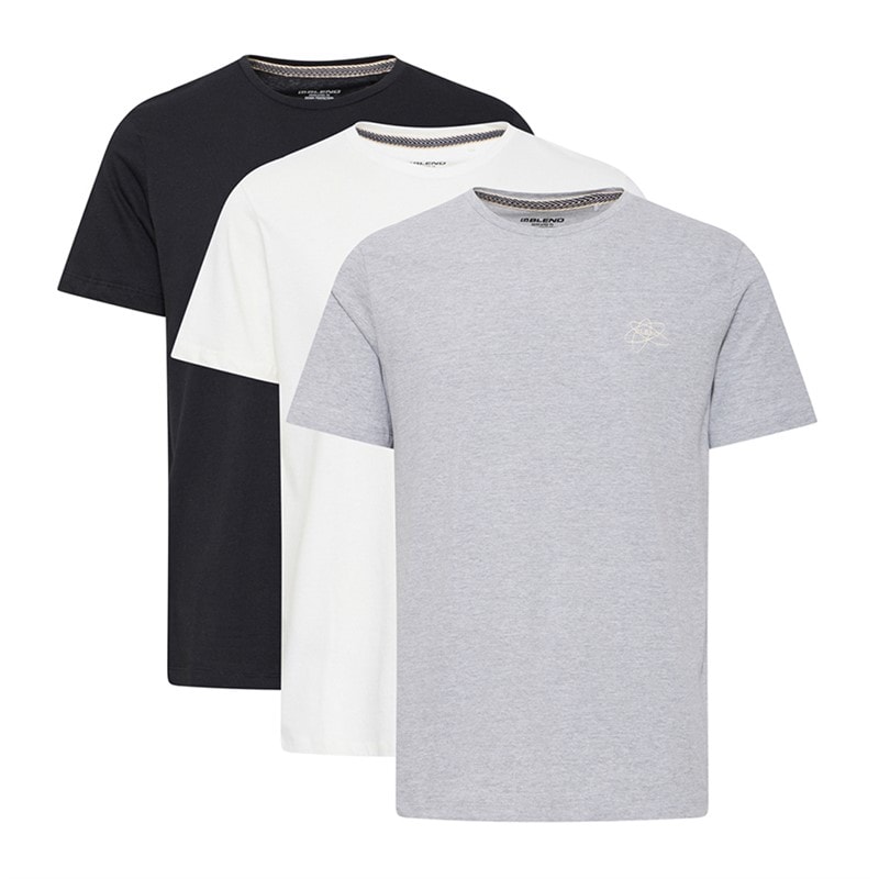 Blend Mens Three Pack T-Shirts Grey Mel/Vanilla/Black Greymel,Vanilla,Black - Image 1