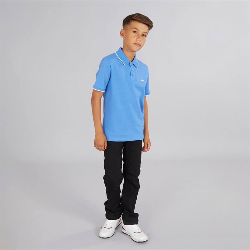 BOSS Boys Short Sleeve Polo Shirt Navy - Image 4