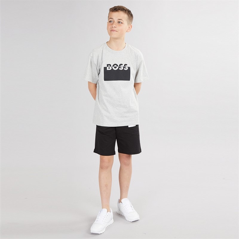 BOSS Boys T-Shirt And Shorts Set Grey Black - Image 4
