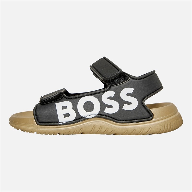 BOSS Boys Logo Velcro Strap Sandals Black - Image 2