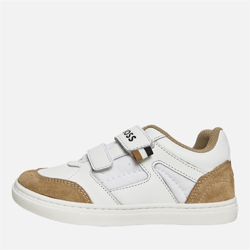 BOSS Boys Logo Velcro Cupsole Trainers White - Image 1