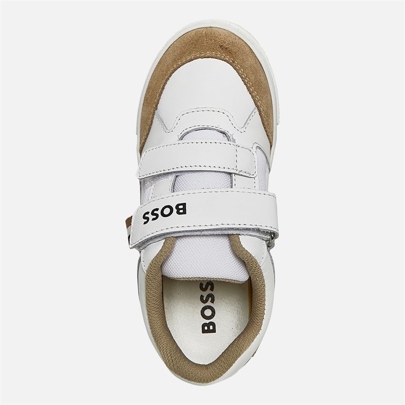 BOSS Boys Logo Velcro Cupsole Trainers White - Image 4