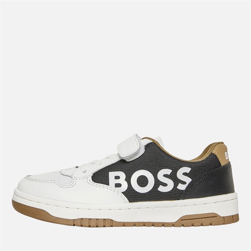 BOSS Boys Logo Velcro Court Trainers White - Image 1