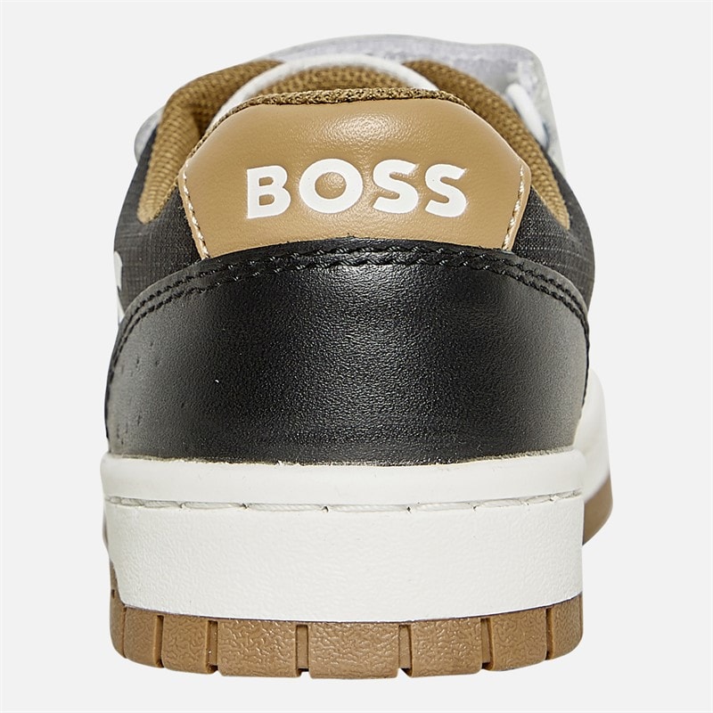 BOSS Boys Logo Velcro Court Trainers White - Image 3