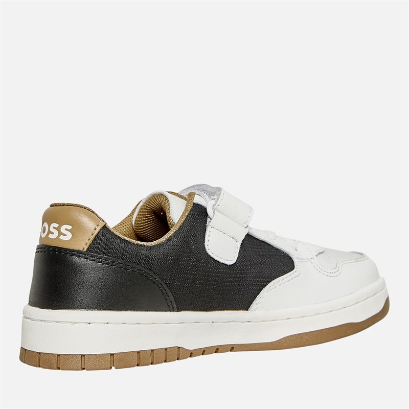 BOSS Boys Logo Velcro Court Trainers White - Image 5