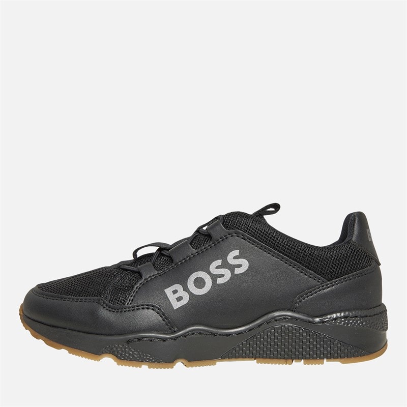 BOSS Junior Boys Knitted Logo Trainers Black