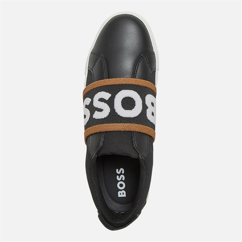 BOSS Junior Boys Logo Elastic Trainers Black - Image 4