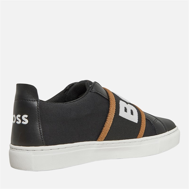 BOSS Junior Boys Logo Elastic Trainers Black - Image 5
