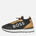 BOSS Junior Boys Knitted Logo Trainers Cookie
