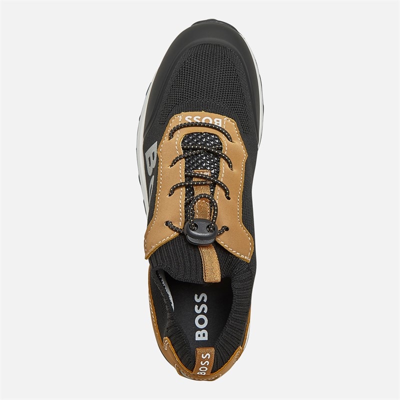 BOSS Junior Boys Knitted Logo Trainers Cookie - Image 4