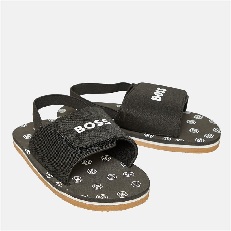 BOSS Boys Logo Elasticated Sandals Black 2 - Image 1