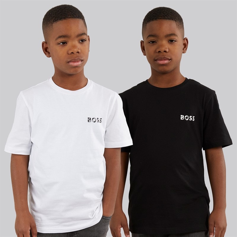 BOSS Boys Two Pack T-Shirts Black/White Black  White - Image 1