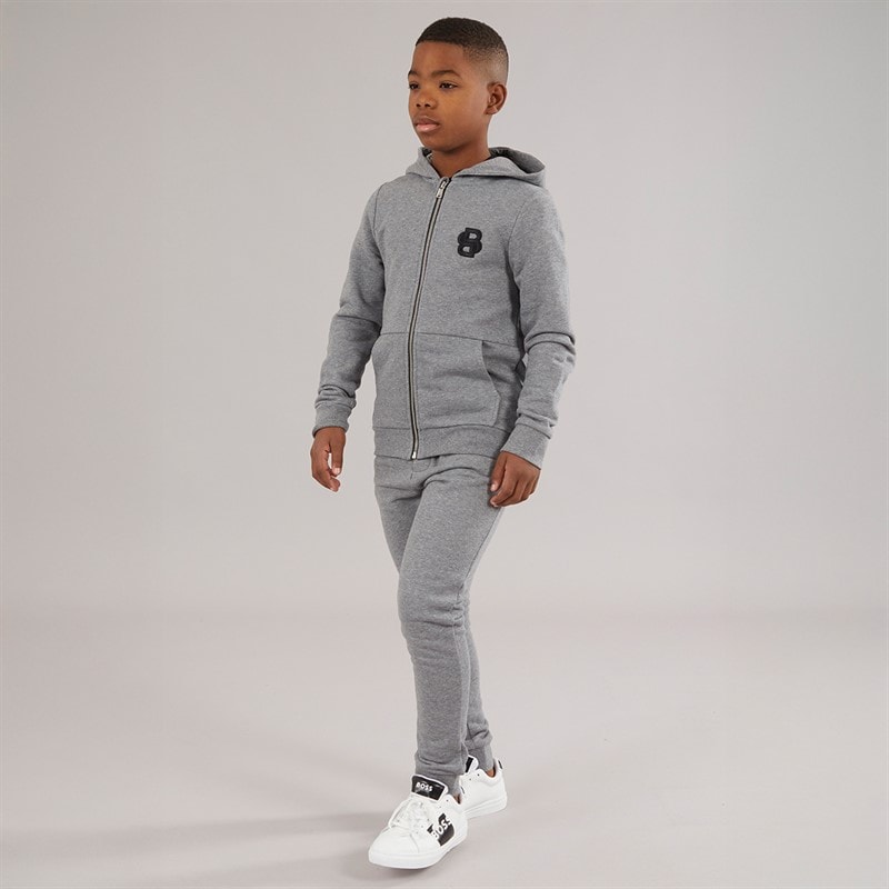 BOSS Boys Zip Through Hoodie Heather Grey - Image 4