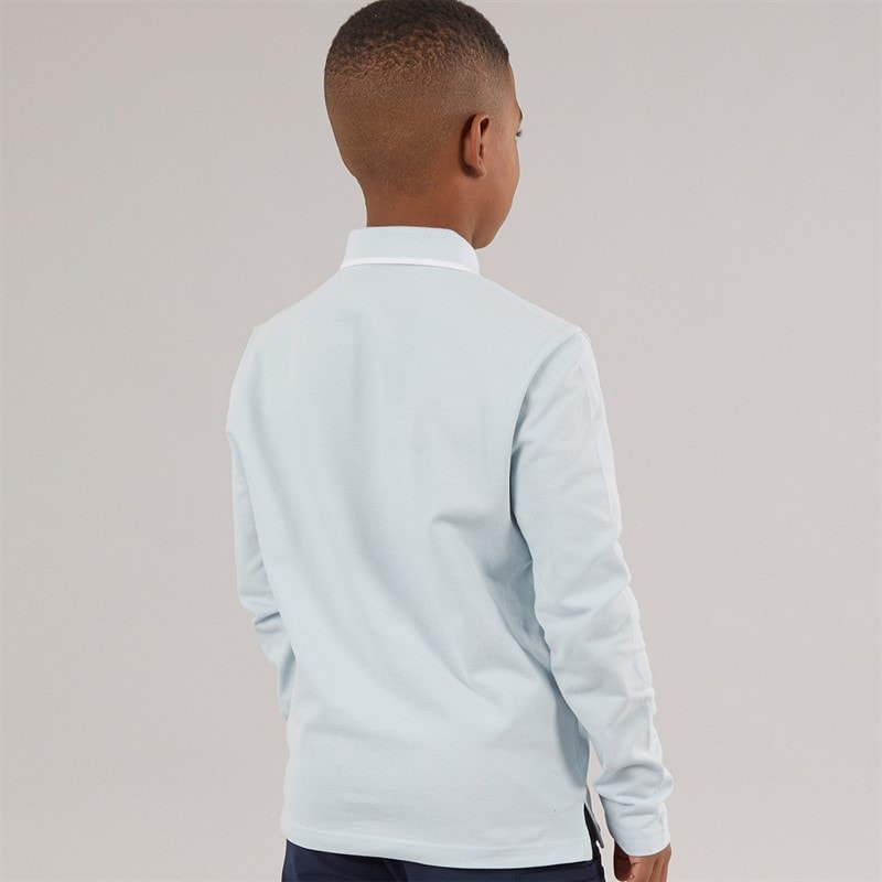 BOSS Boys Long Sleeve Polo Shirt Pale Blue - Image 2
