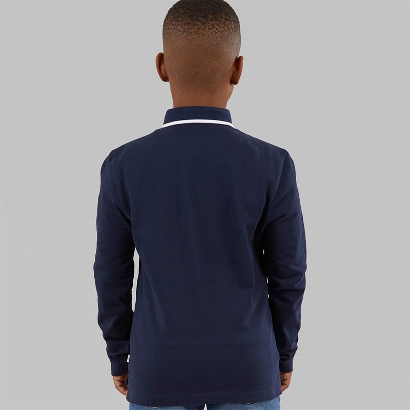BOSS Boys Long Sleeve Polo Shirt Navy - Image 2