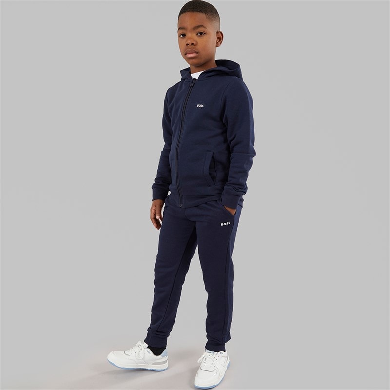 BOSS Boys Hoodie And Joggers Tracksuit Set Navy - Image 3