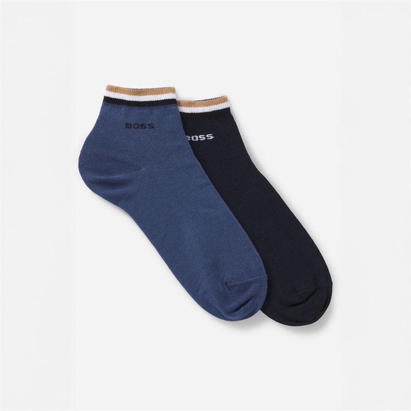 BOSS Mens Two Pack Ankle Socks Dark Blue - Image 1