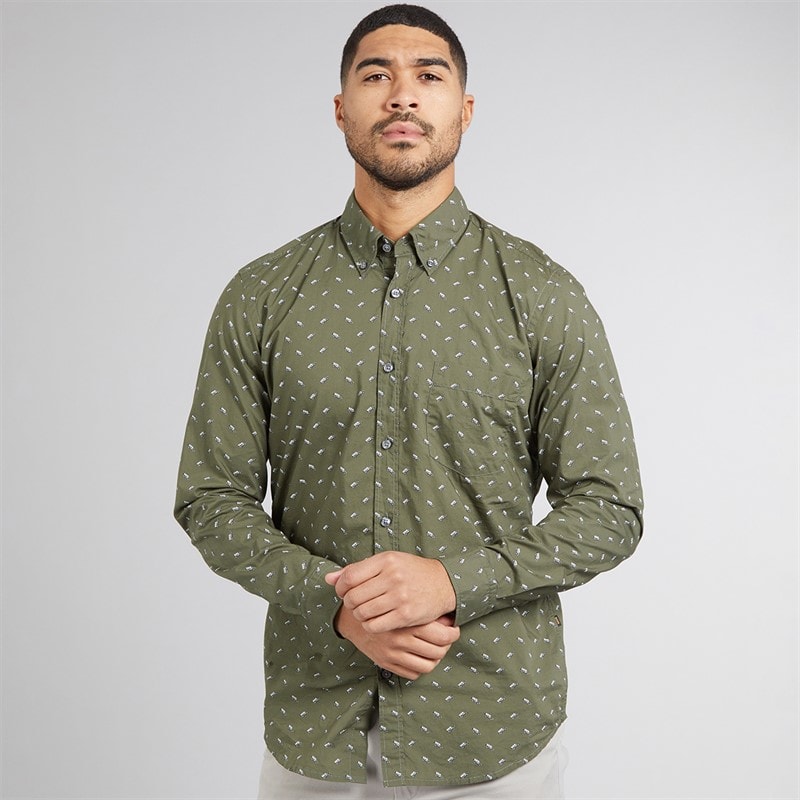 BOSS Mens Rickert Shirt Open Green