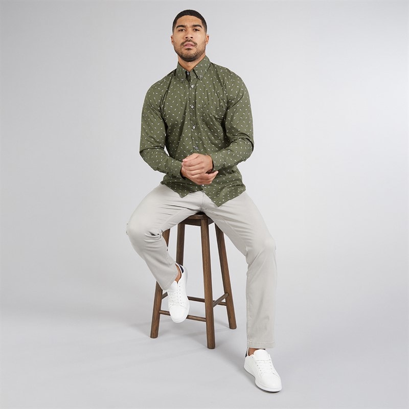 BOSS Mens Rickert Shirt Open Green - Image 4