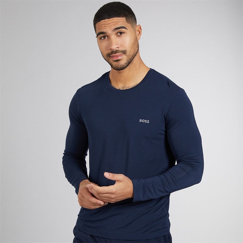 BOSS Mens Long Sleeve Pyjama Top Dark Blue